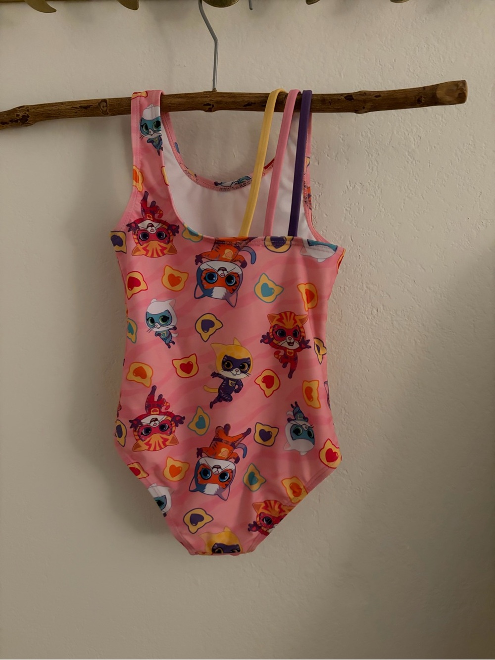Disney SuperKitties Pink and Yellow Girls Swim One-Piece - Picture 2 of 3
